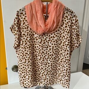 Chic Polka Dot Blouse - Tan and White
